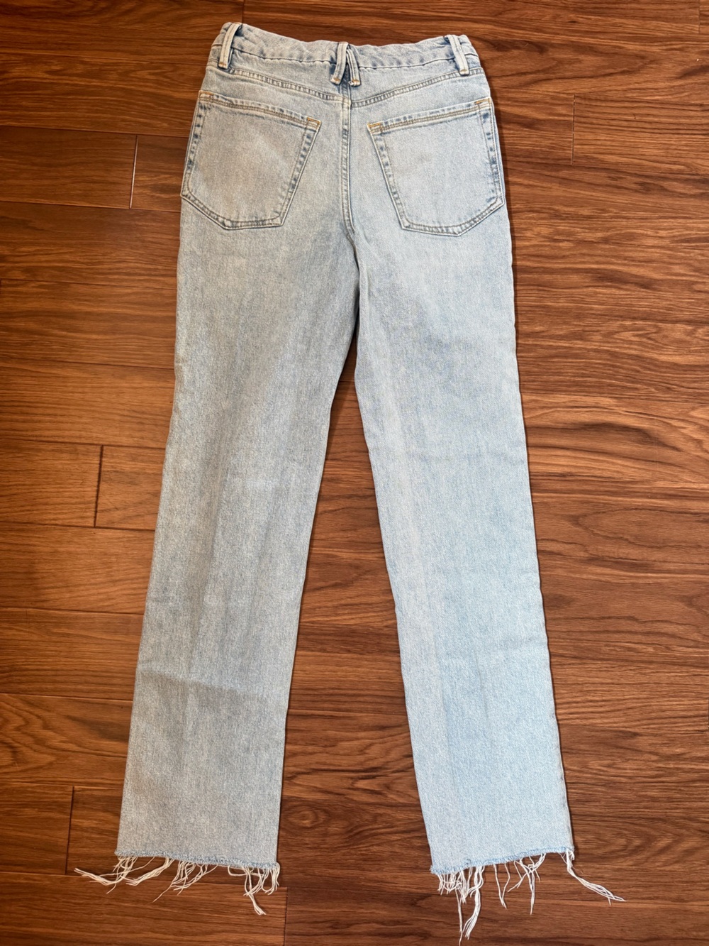 Good American Good Icon Straight Leg Jeans Indigo 118 Size 2/26 Raw Hem - Picture 3 of 4